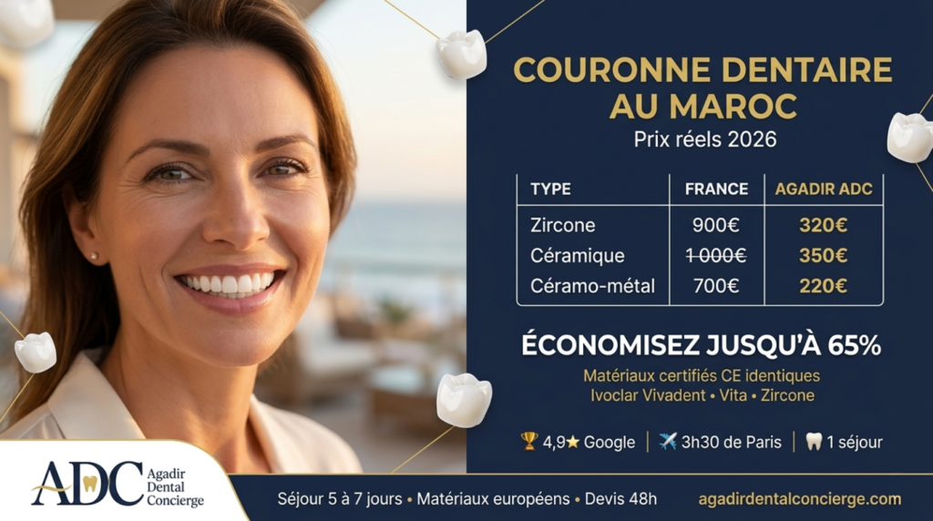 couronne dentaire maroc prix